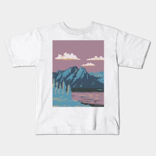 Jackson Lake in Grand Teton National Park Wyoming USA WPA Art Poster Kids T-Shirt